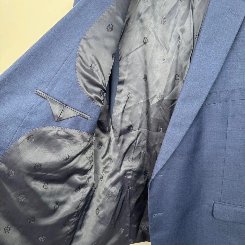 Lauren Ralph Lauren Mens 52R Blue 100% Wool Natural Stretch Blazer Sport Coat